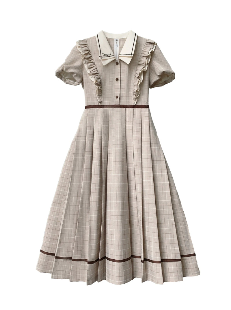 [pre-order] Ruffled Plaid Retro Dress