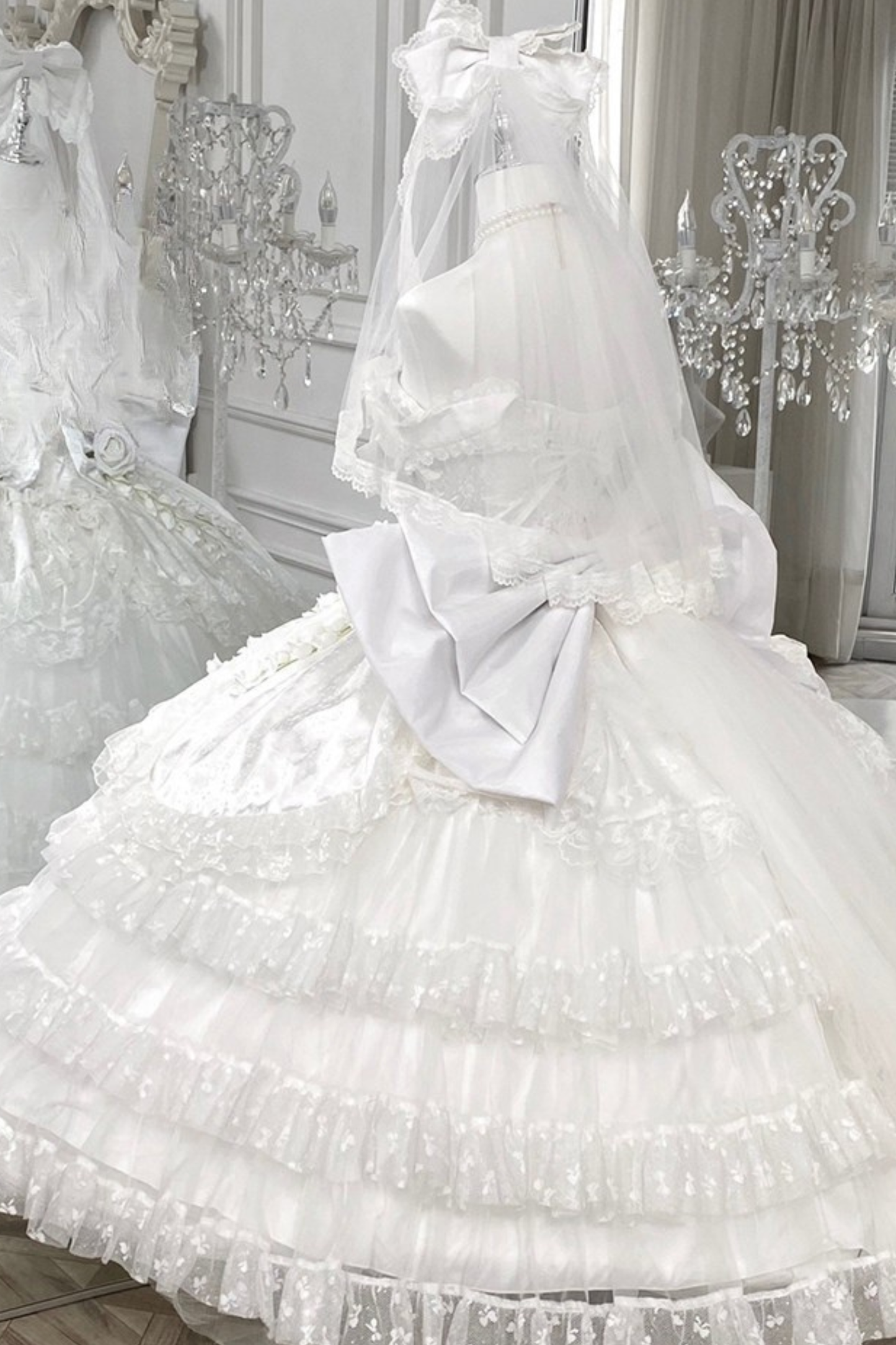 Pure Bridal Lolita Dress + Veil + Waist Belt