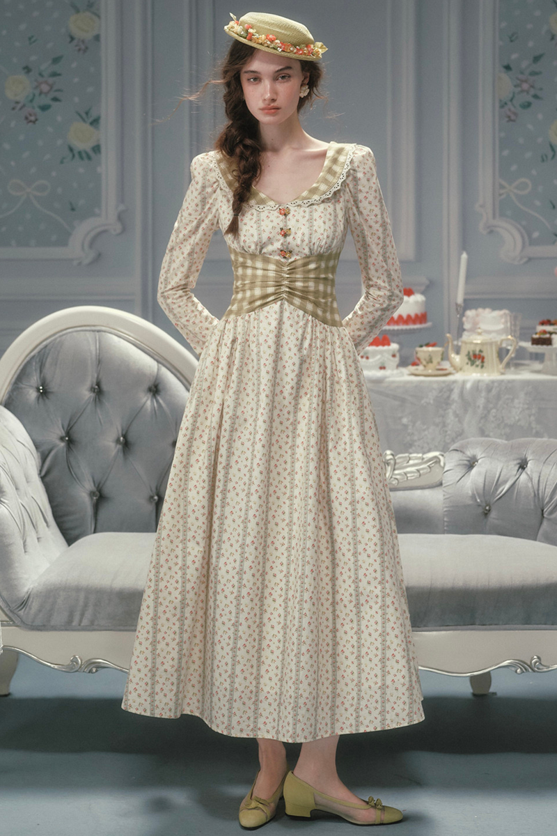 Retro Lace Maid Cotton Dress