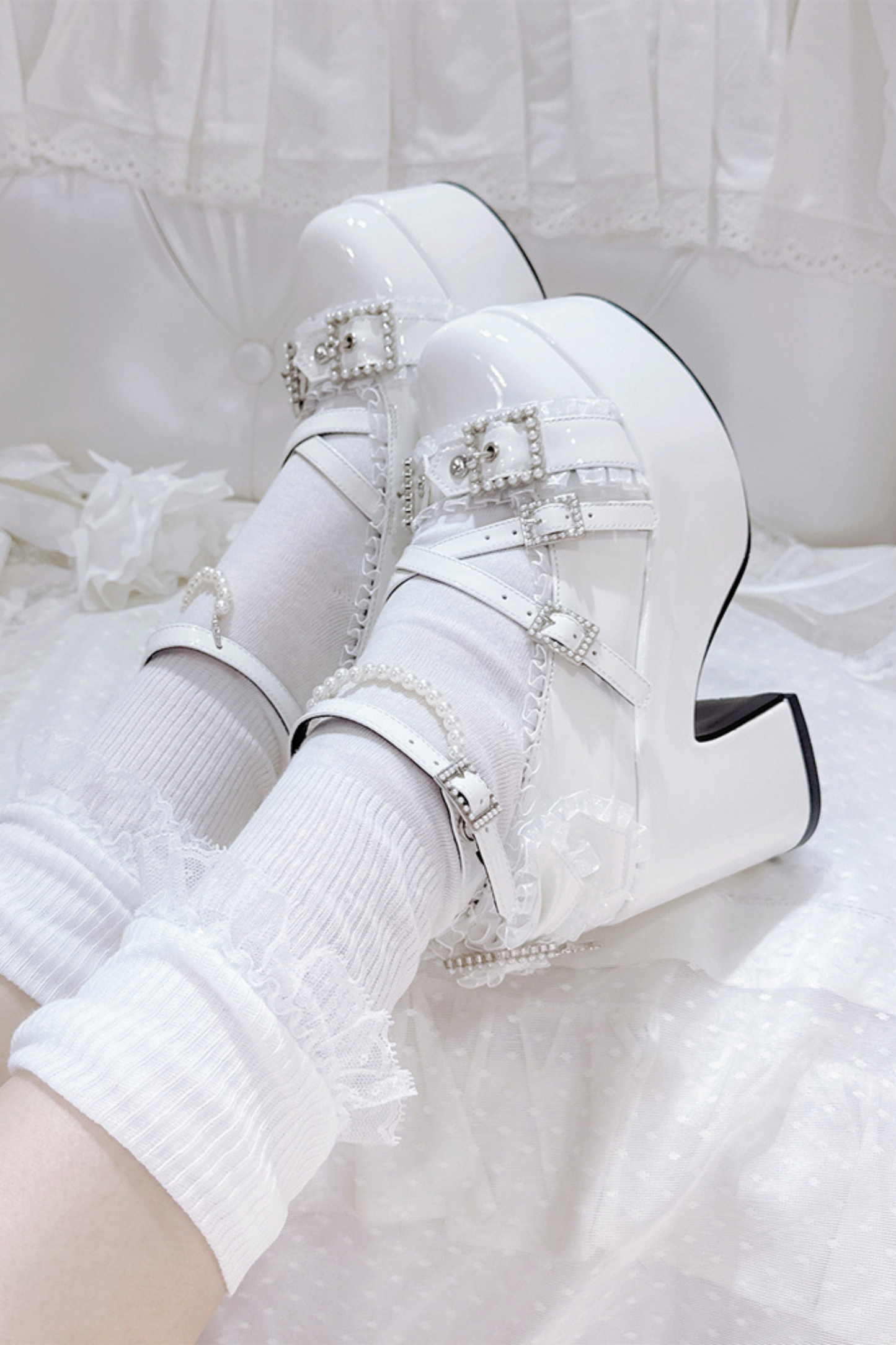 Cross Belt Design Shiny Shoes