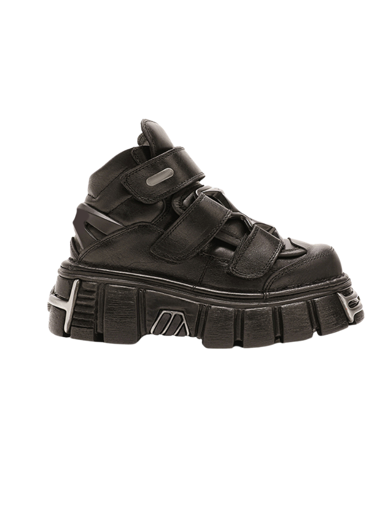 Punk Style Leather Metal Power Sole Sneakers