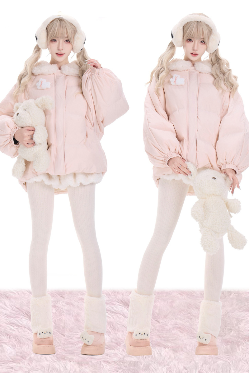 Sweet Snow Rabbit Down Jacket + Shorts