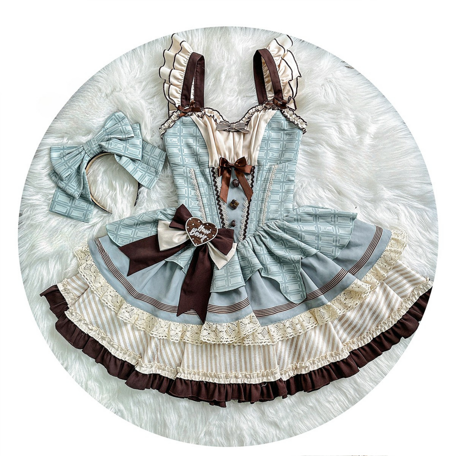 [pre-order] Mint Chocolate Lolita Tutu Sweet Dress + Ribbon Headband