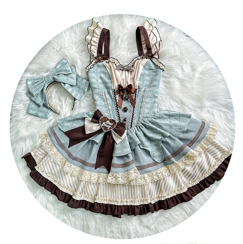 [pre-order] Mint Chocolate Lolita Tutu Sweet Dress + Ribbon Headband