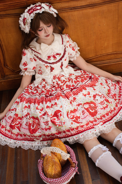 Red Berry Lolita Dress + Ribbon + Headband