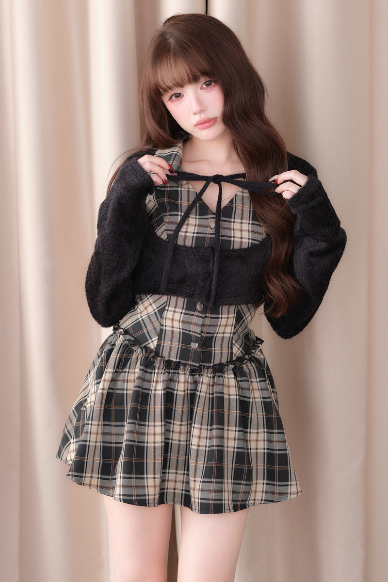 Sweet Off Shoulder Faux Two Piece Dress