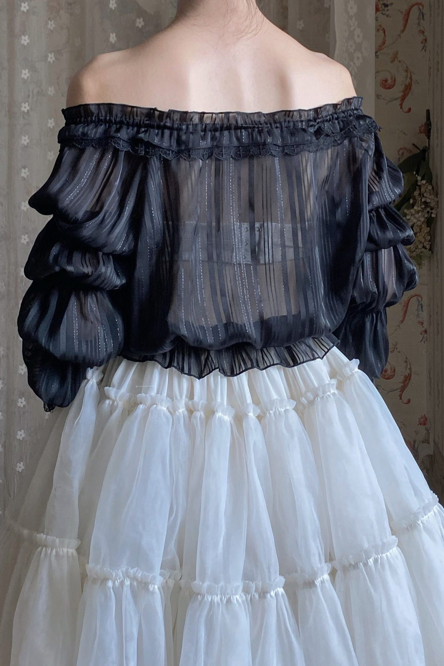 Chiffon Off Shoulder Sheer Top
