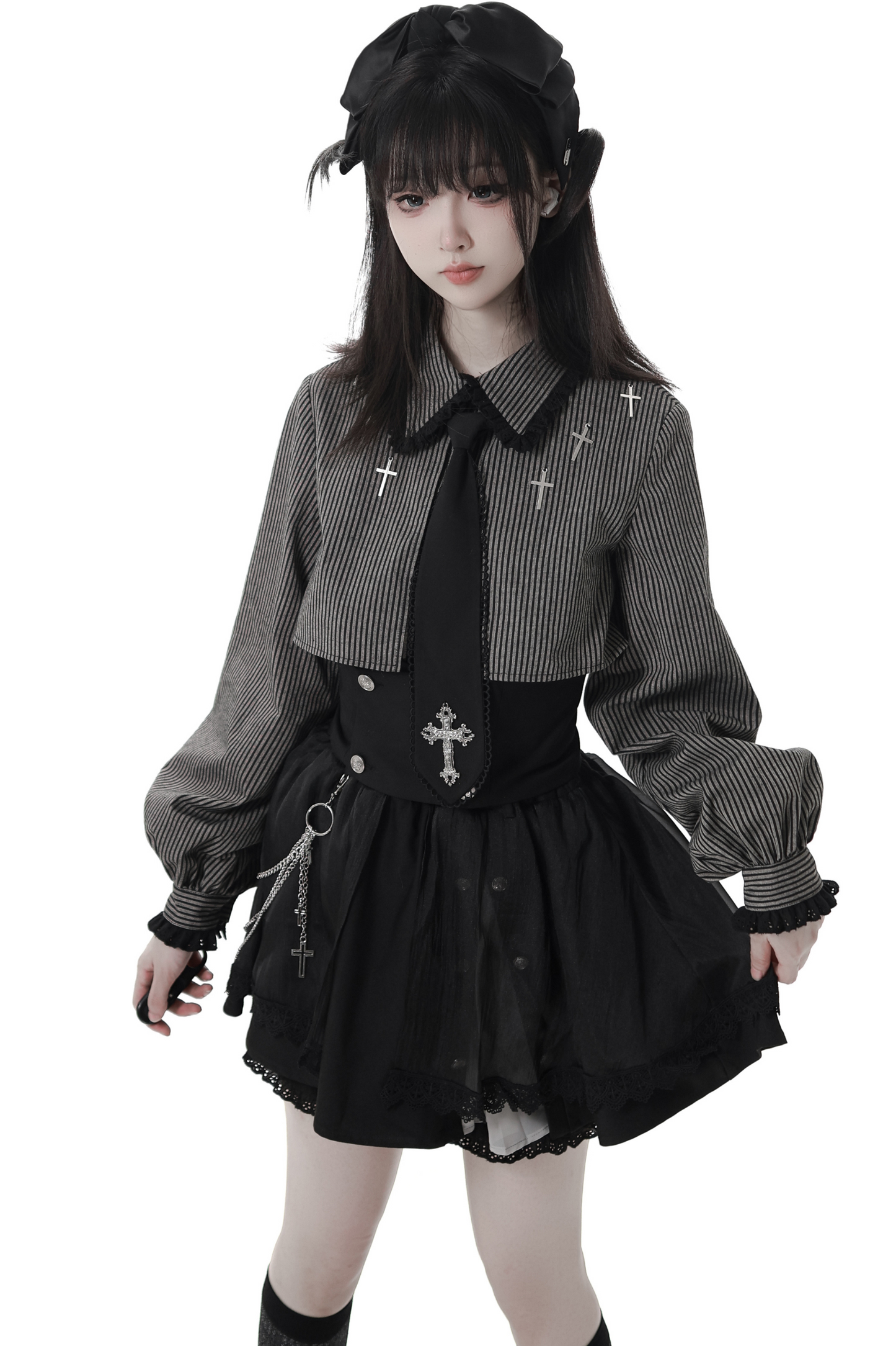 Cross Carol Dark Shirt + Corset + Skirt