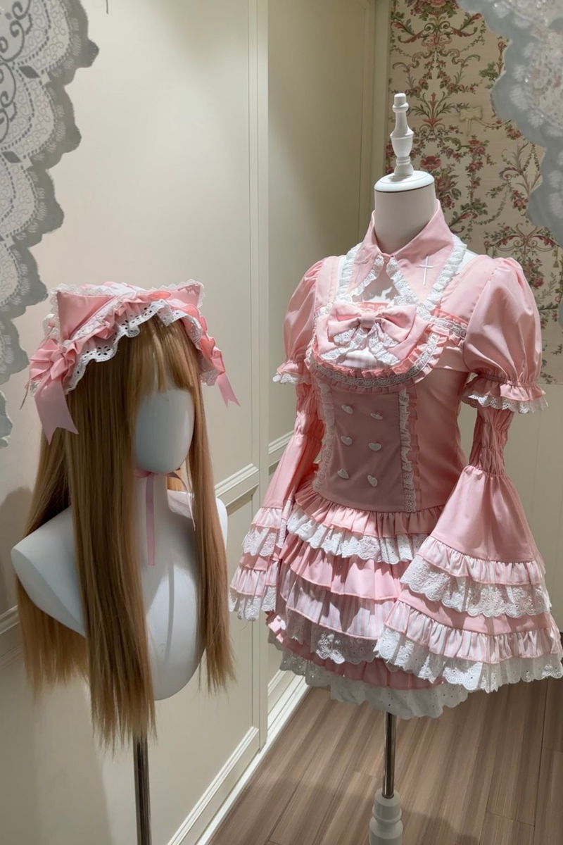 Pink Princess Tiered Tops + Skirt + Sleeves + Headband