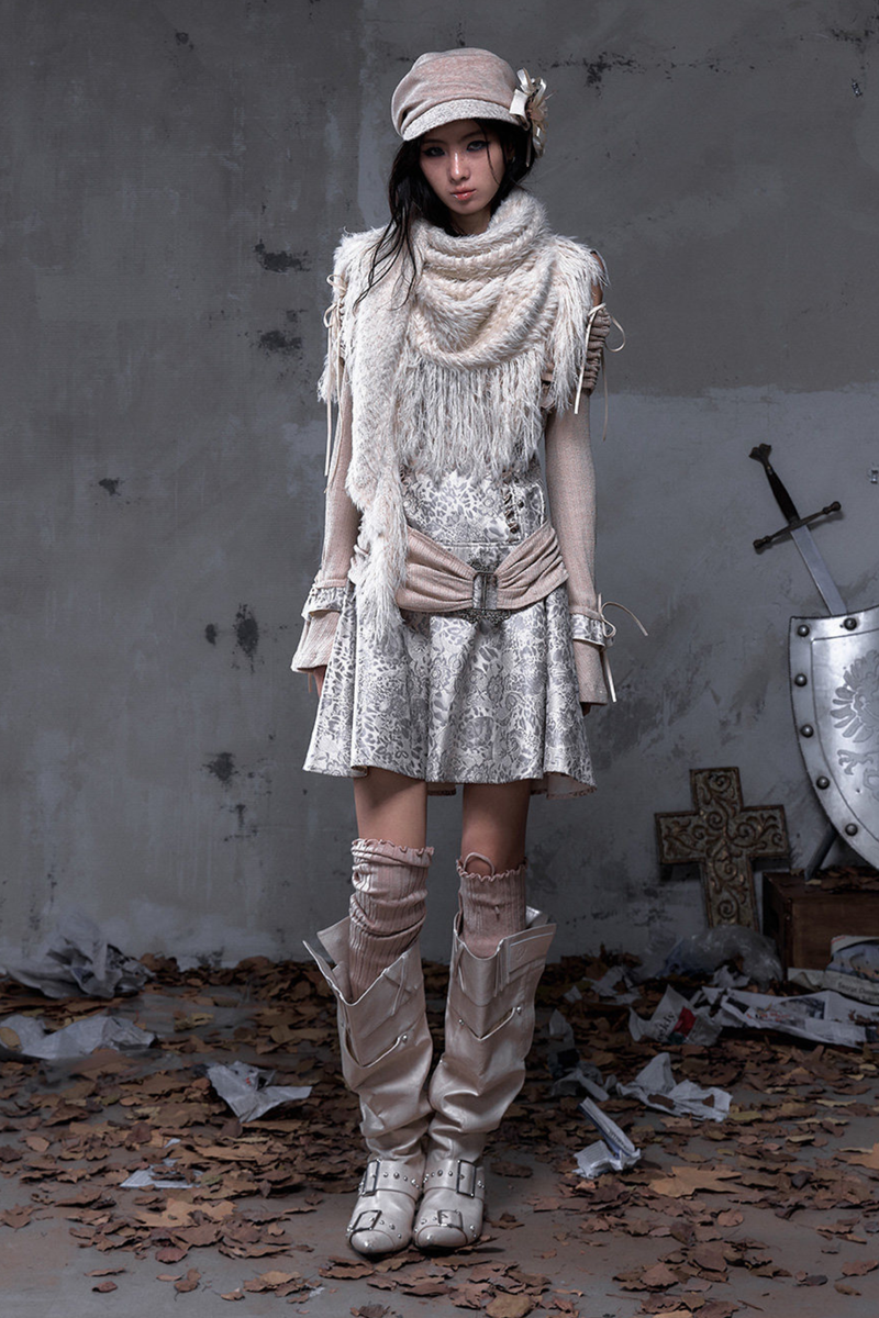Retro Punk Off Shoulder Patchwork Dress