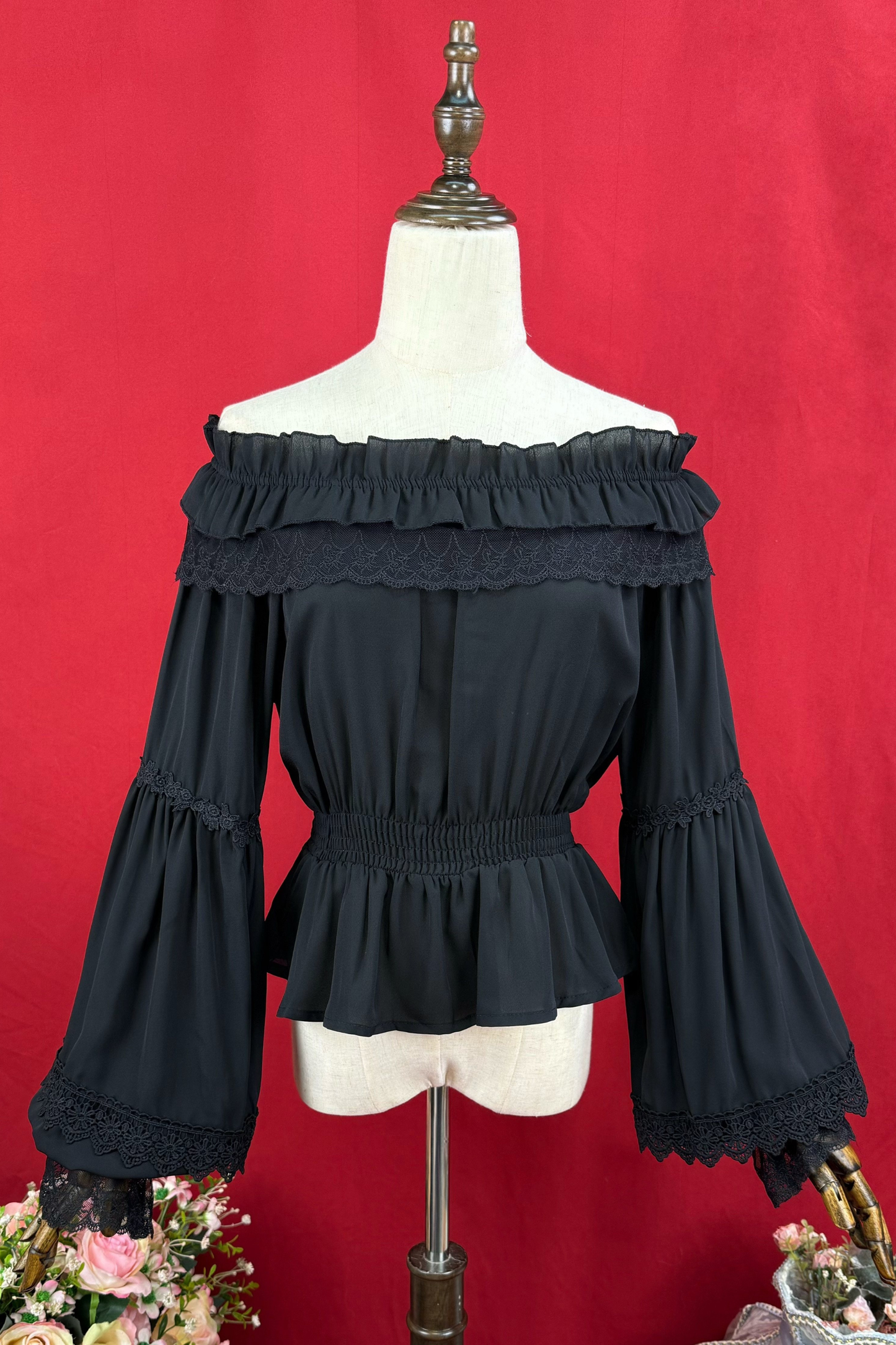 Off-shoulder Long Sleeve Romantic Blouse