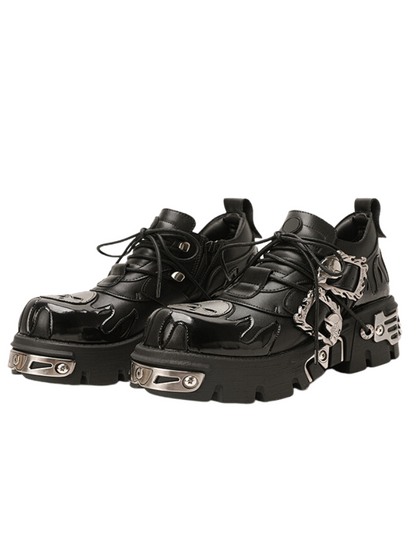 Dark Punk Flame Skull Metal Buckle Sneaker Shoes