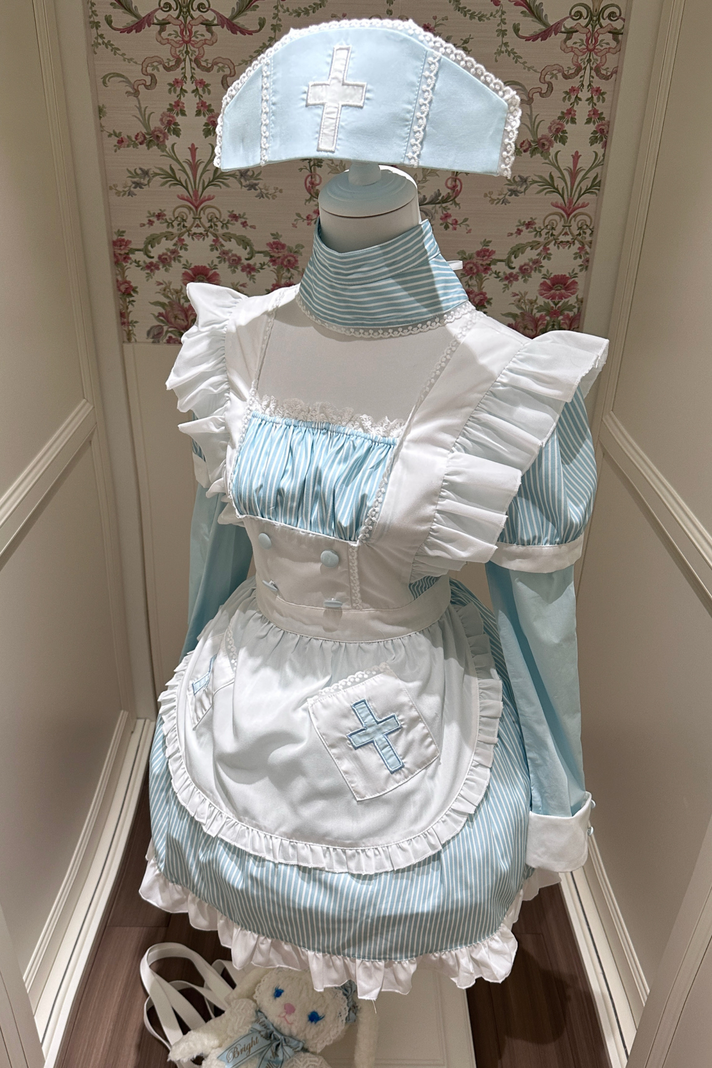 Angelic Aqua Maid Apron Dress + Nurse Hat