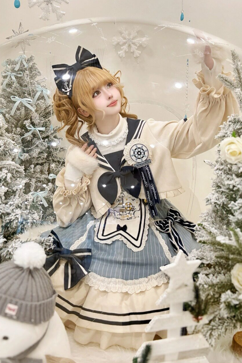Candy Sailor Jacket + Jumper Skirt + Cat Hat + Headband