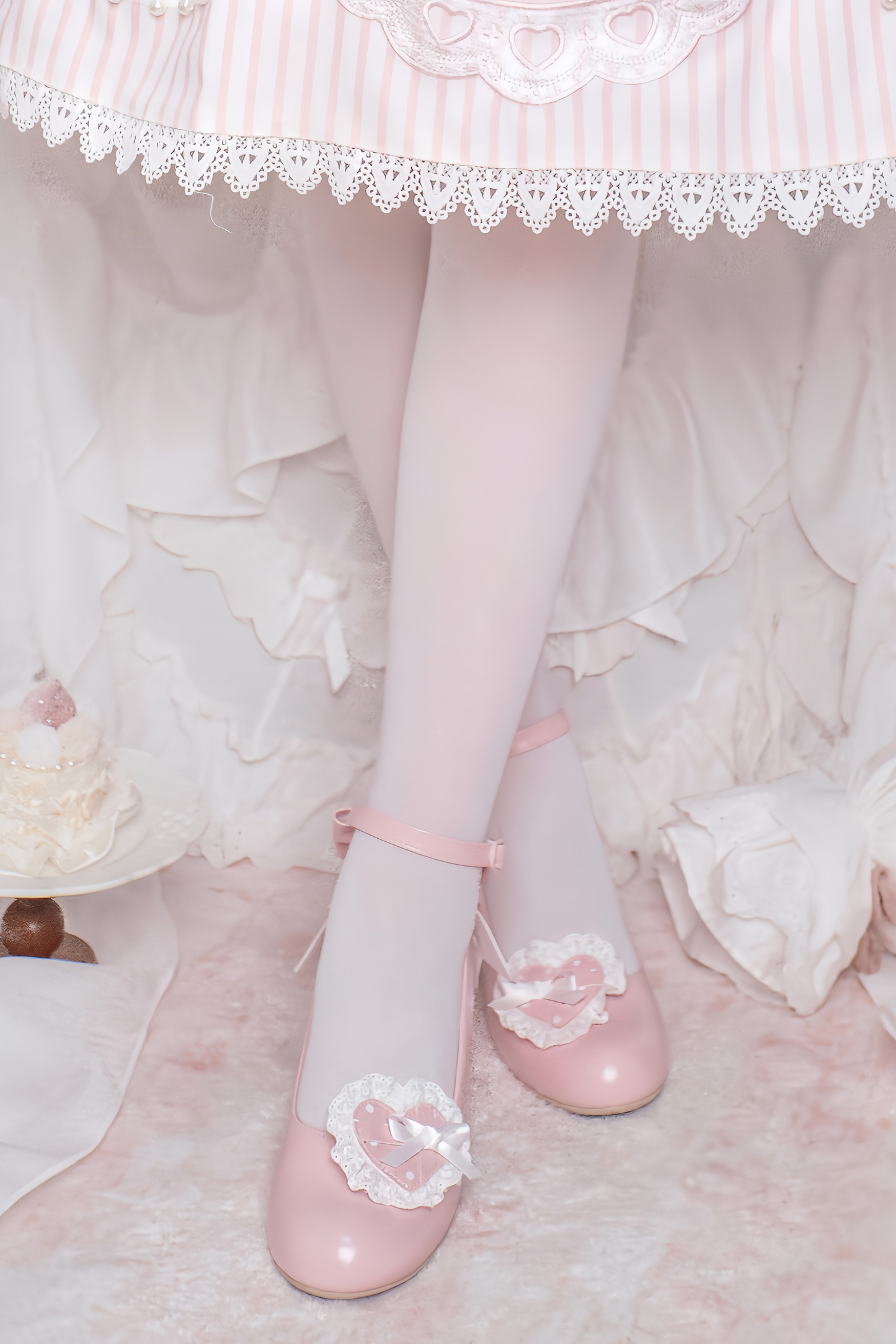 Retro Polka Dot Heart Lolita Sweet Shoes