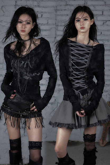 Dark Punk One Shoulder Top