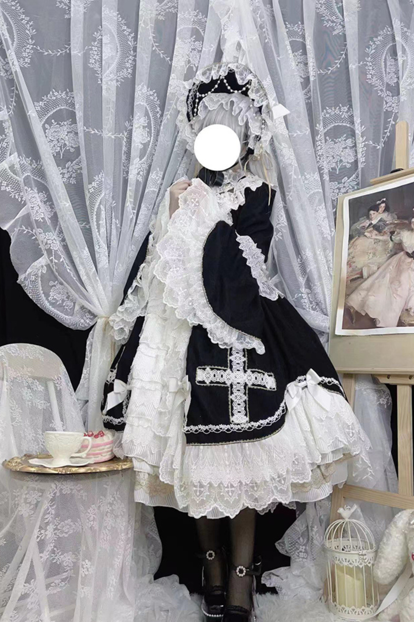 Gothic Doll Lace Dress + Bonnet