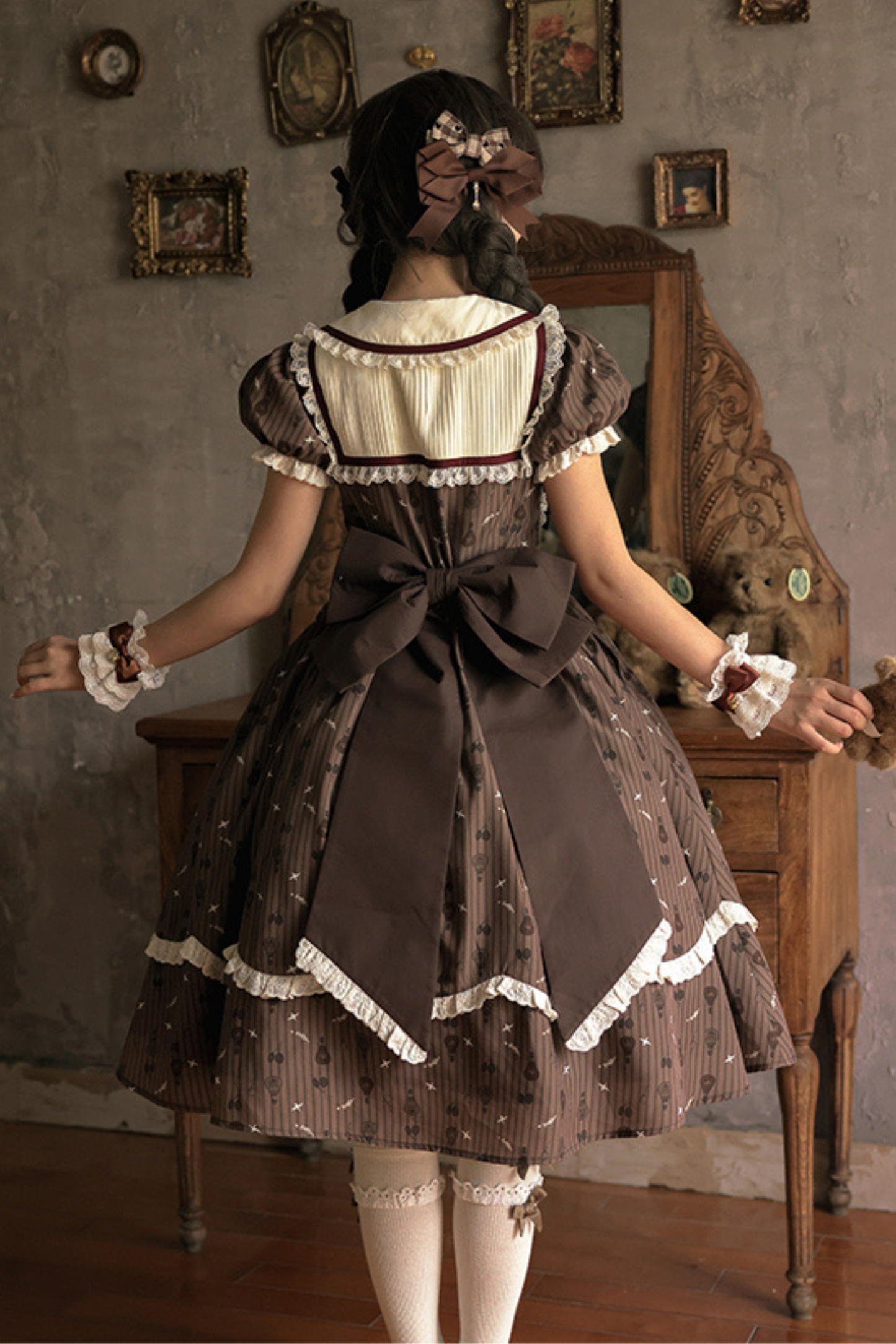 Doll Collar Brown Retro Princess Lolita Dress
