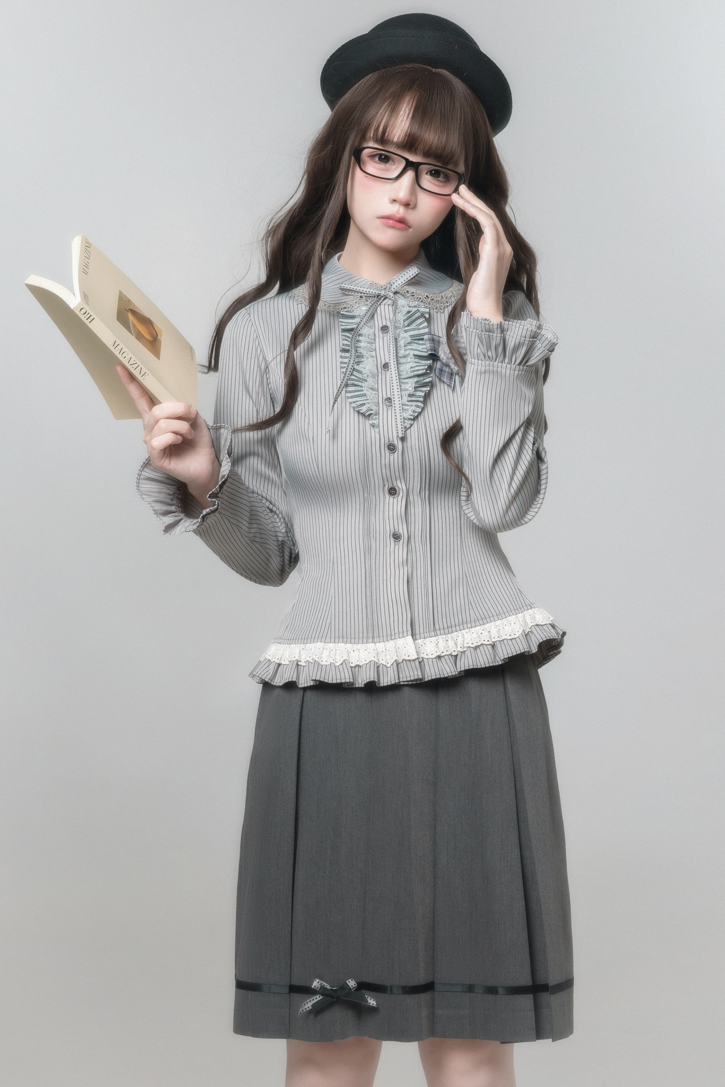 Retro College Jacket + Shirt + Skirt + Brooch