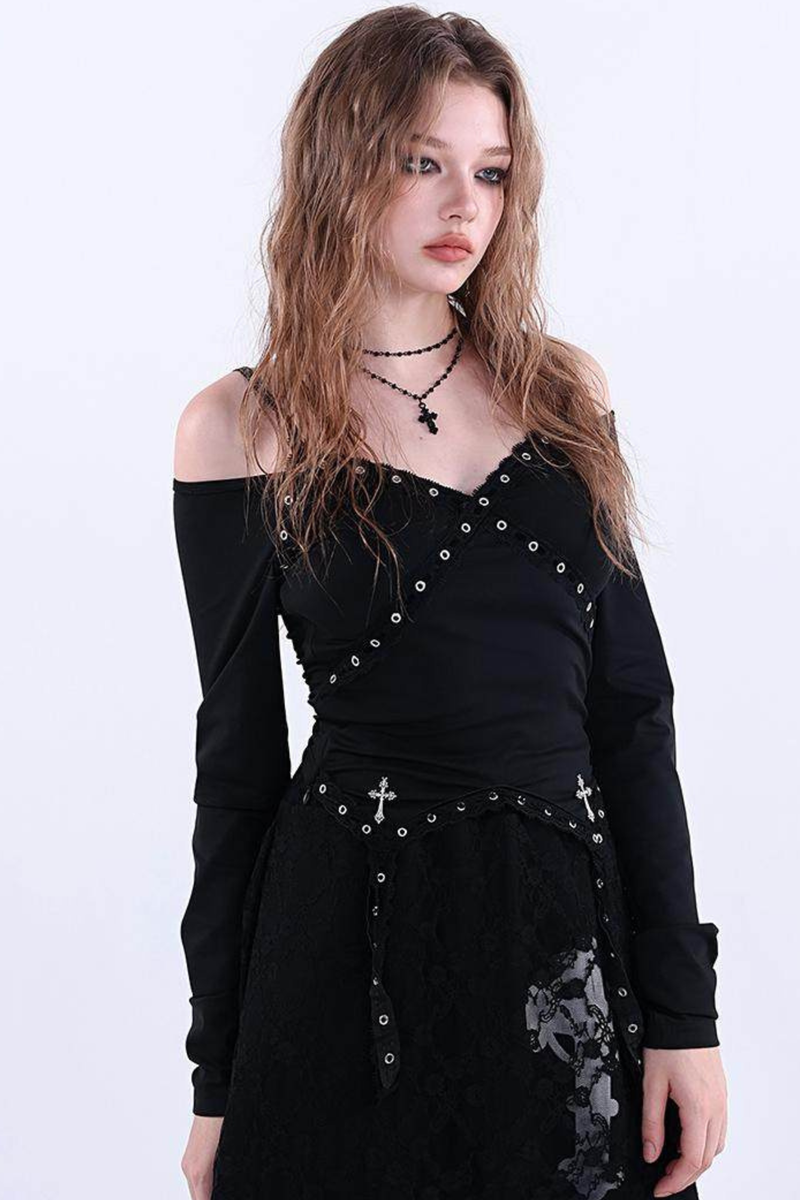 Lace Trim Off-shoulder Top