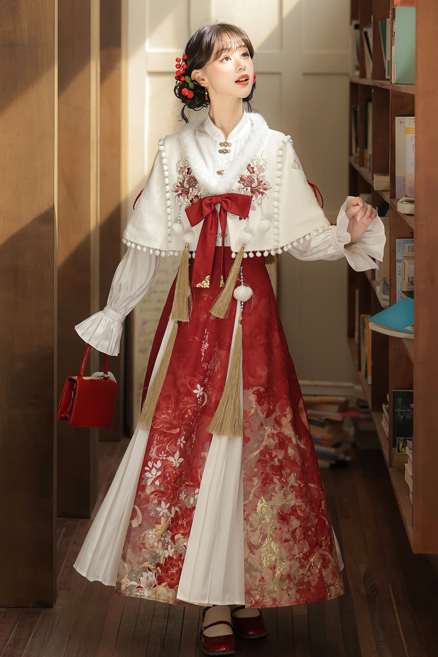 Retro Chinese-style Shawl + Tops + Skirt