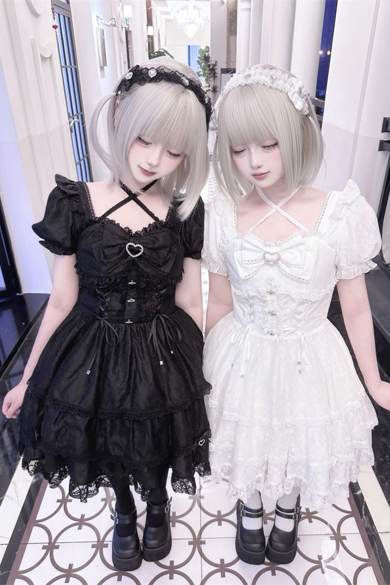 Sweet Girly Lace Ribbon Dress + Clip