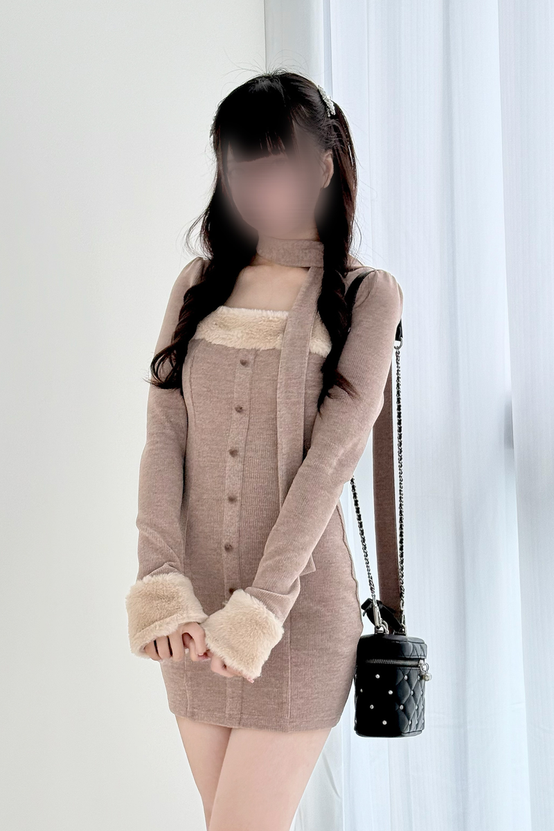 Point Fleece Design Tight Dress