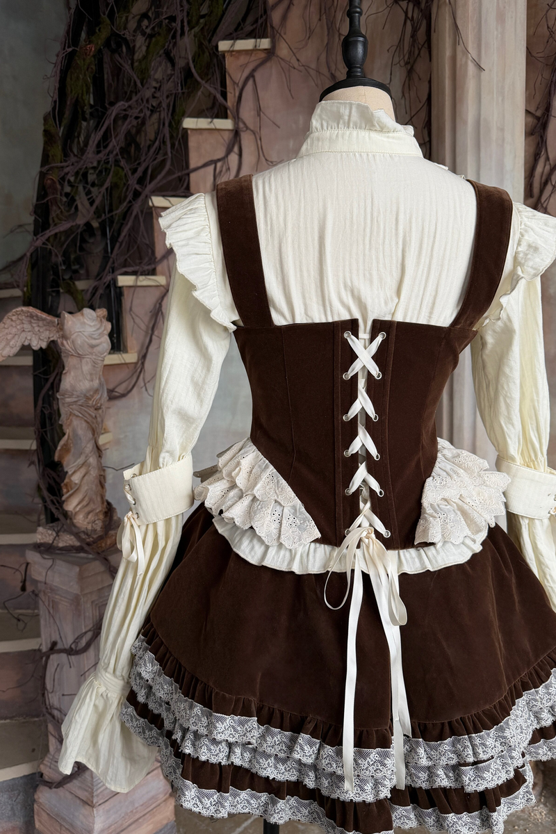 Bone Print Velvet Corset Vest