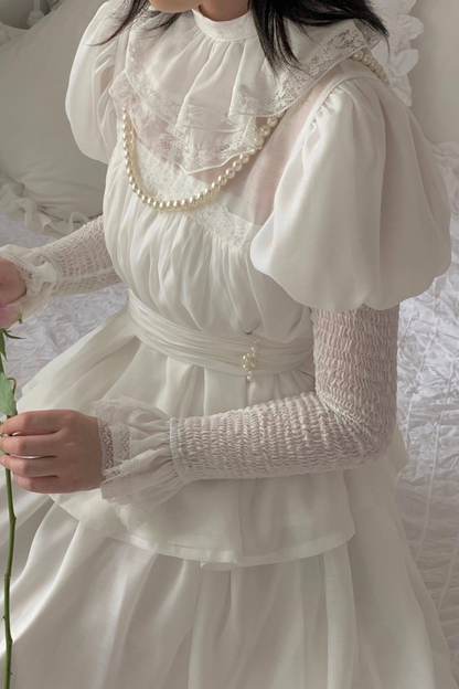 Silk Cotton Ruffle Collar Blouse + Sleeves