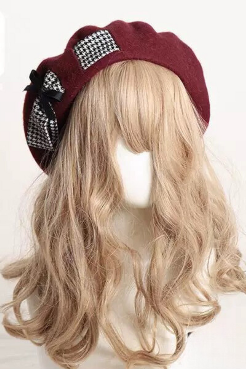 Plaid Design Little Ribbon Beret