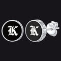 Engraved Black Onyx Stud Earrings With Viking Rune