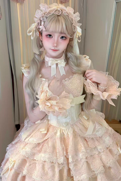 [pre-order] Princess Ballet Tiered Lolita Dress + Headband + Necklace + Sleeves + Tail
