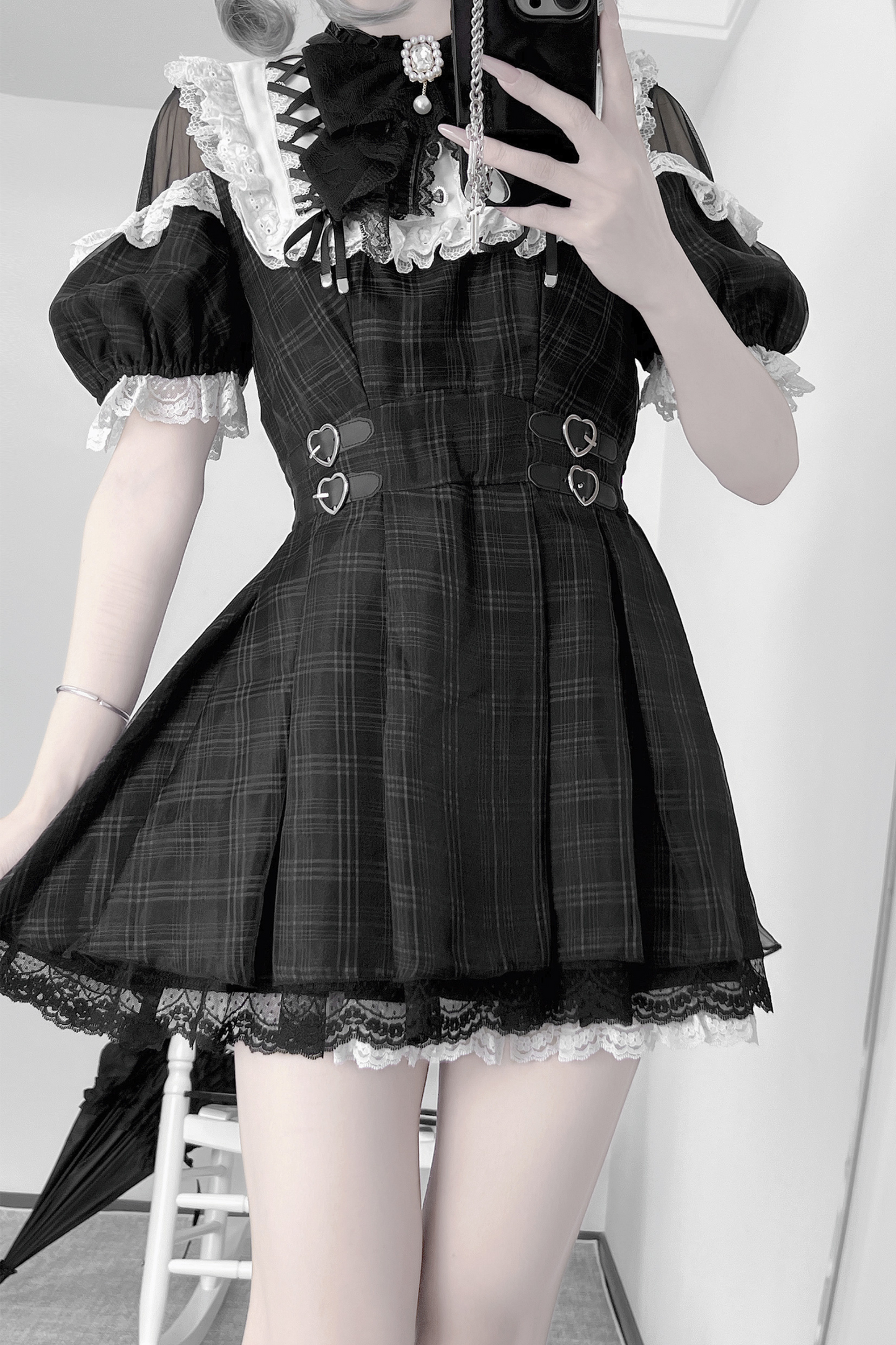 [pre-order] Angel Heart Checkered Dark Kawaii Dress
