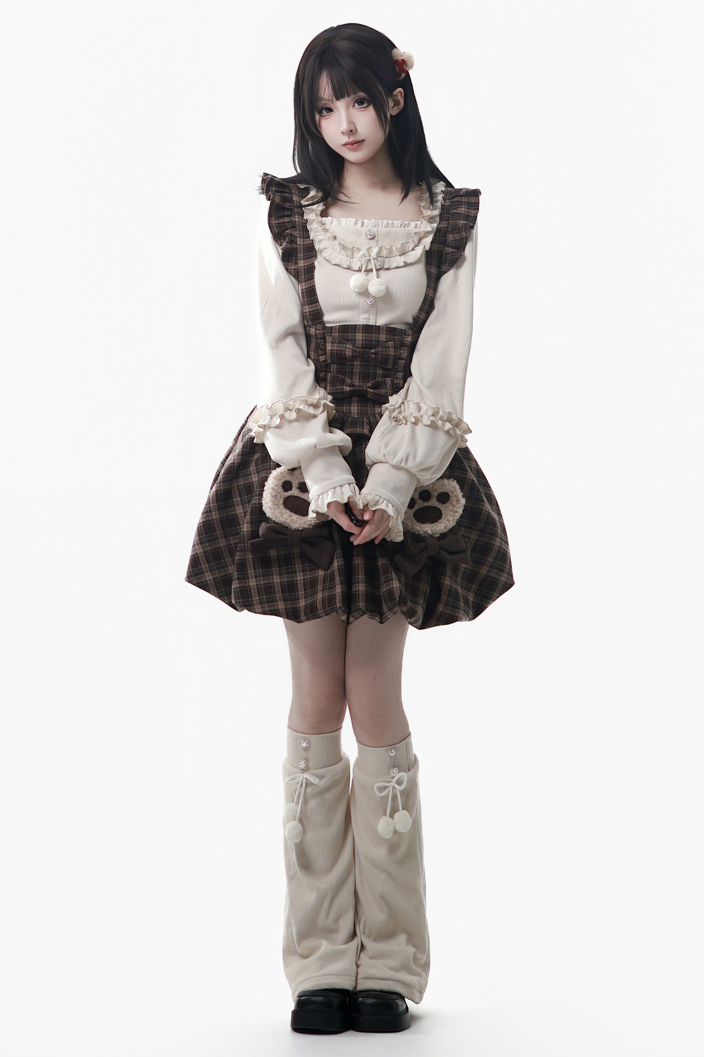Velvet Bear Hooded Cape + Top + Suspender Skirt + Leg Covers