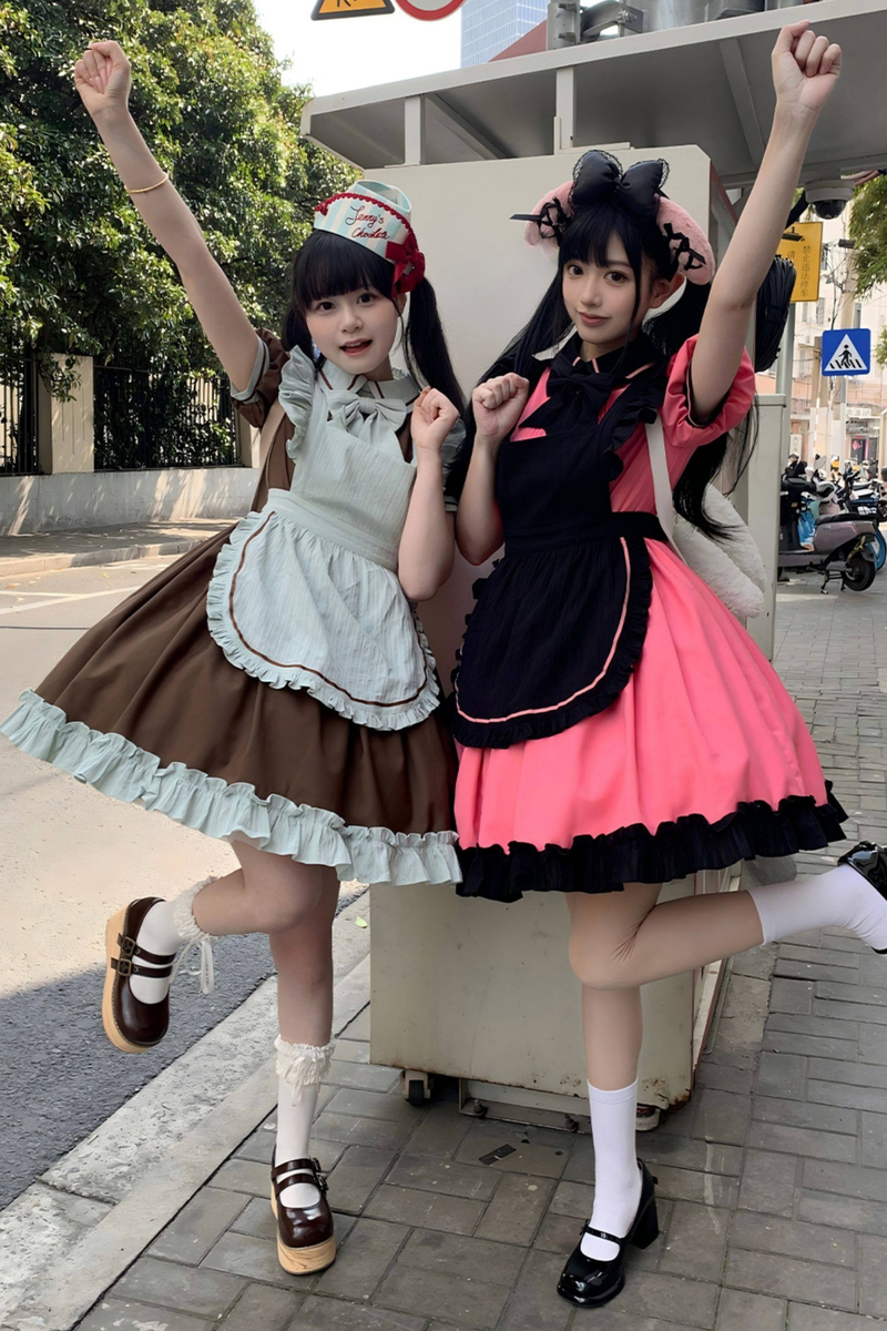 Mint Black Berry Lolita Dress + Apron + Tie