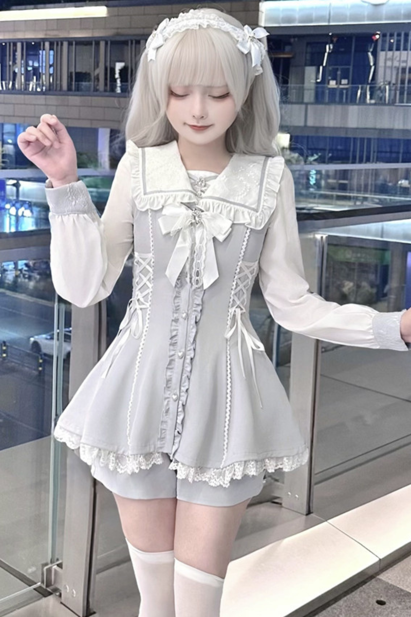 Aqua Dark Ribbon Dress + Pants