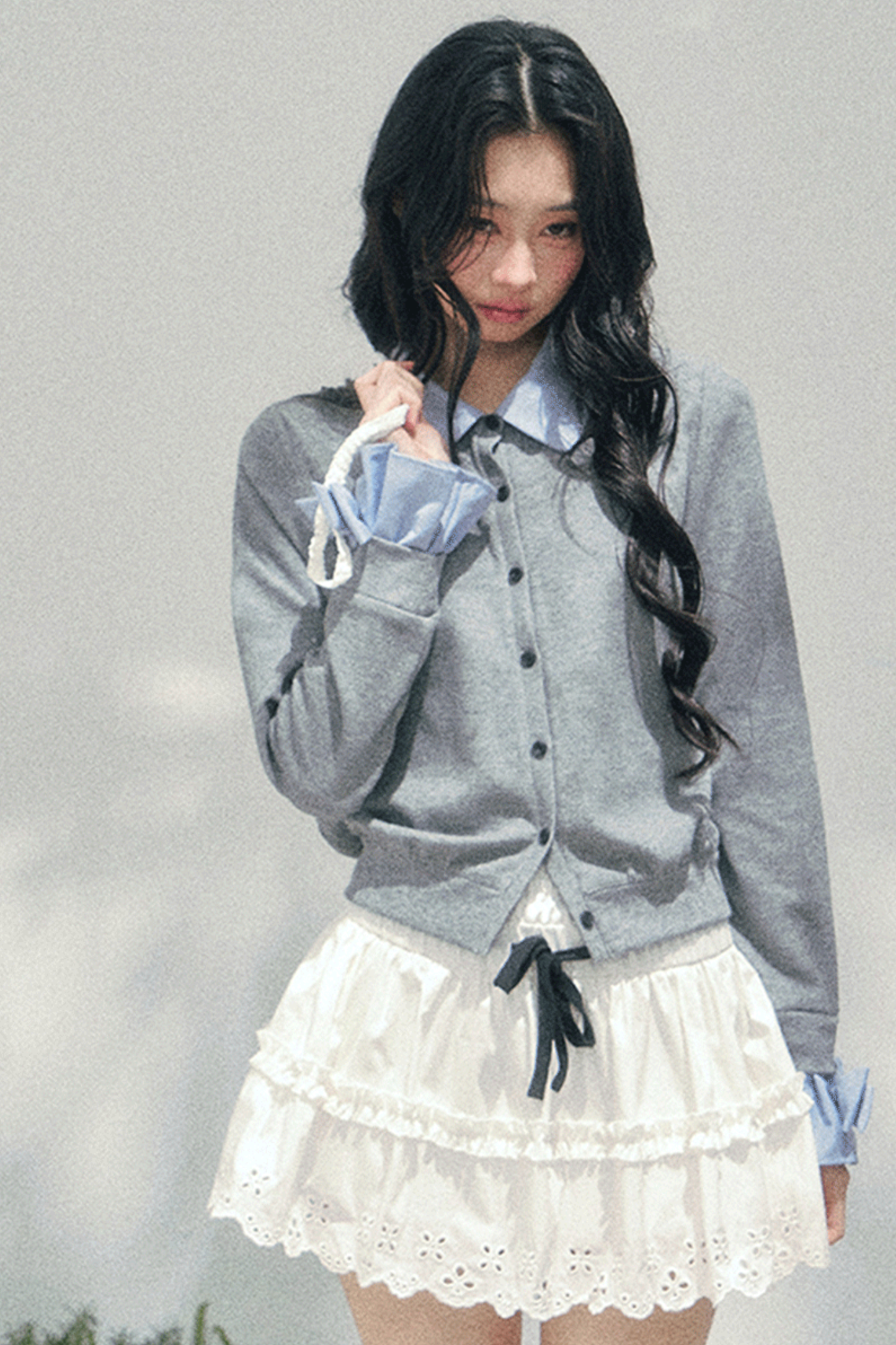 French Faux Two Piece Polo Sweater