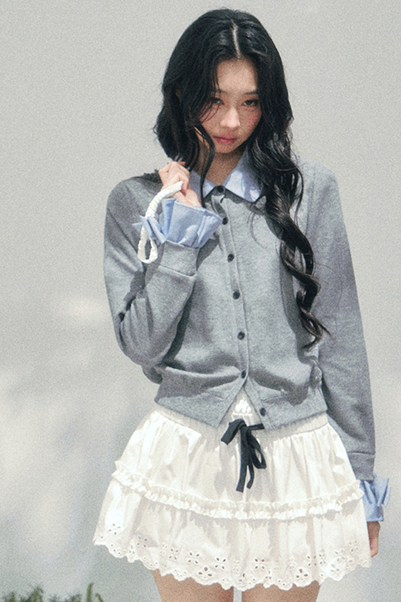 French Faux Two Piece Polo Sweater