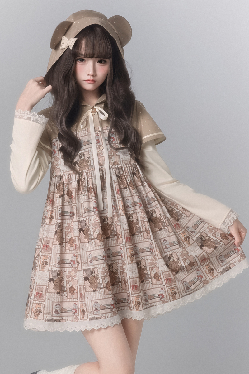 Bear Stamp Hooded Dress