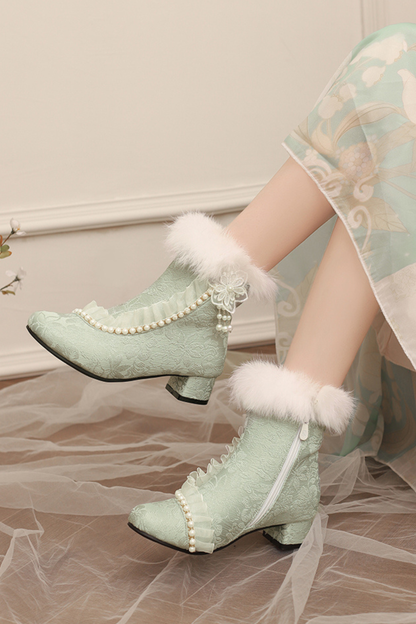 Lace Fur Short Boots