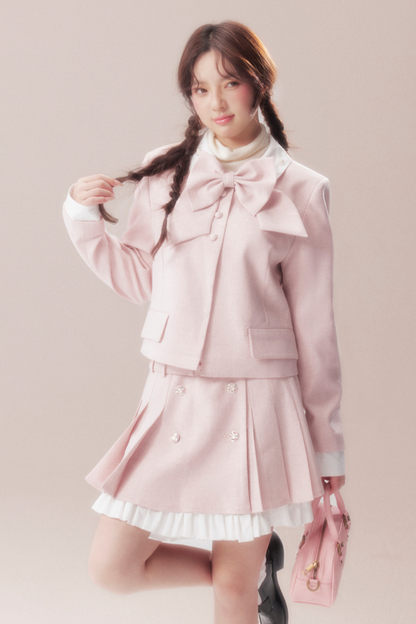 Sweet Ribbon Jacket + Pleated Skirt