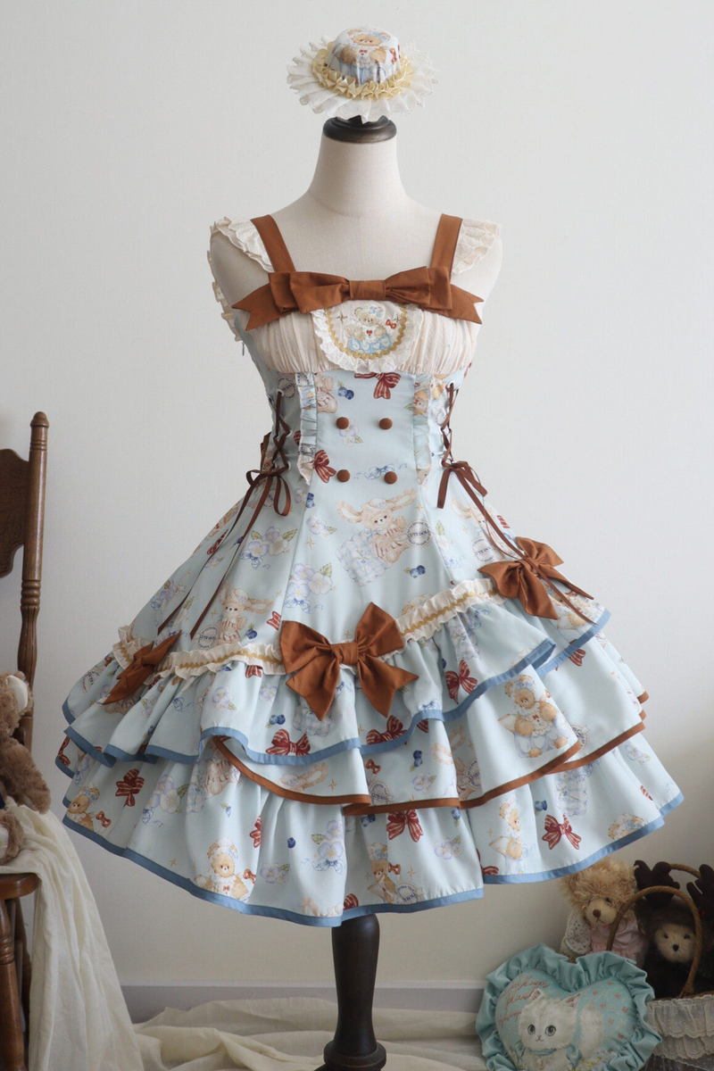 Seaside Bear Tea Party Lolita Dress + Cape