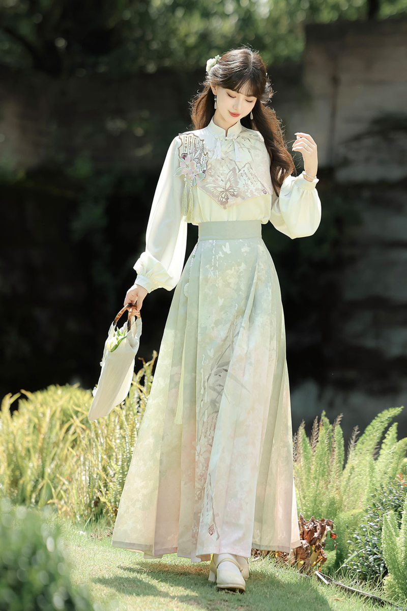 Retro China Top + Long Skirt