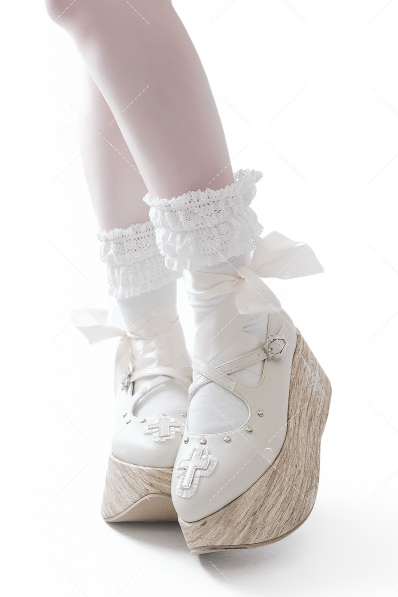 Platform Sole Lace Up Cross Shoes