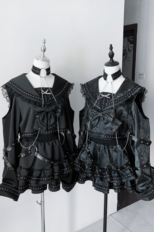 Dark Lace Outfit Top + Skirt