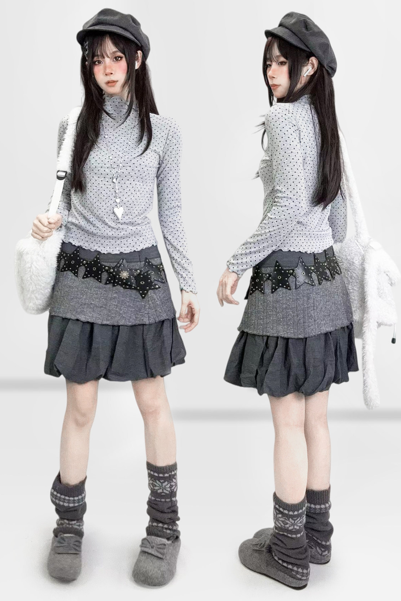 Polka Dot High Neck Top