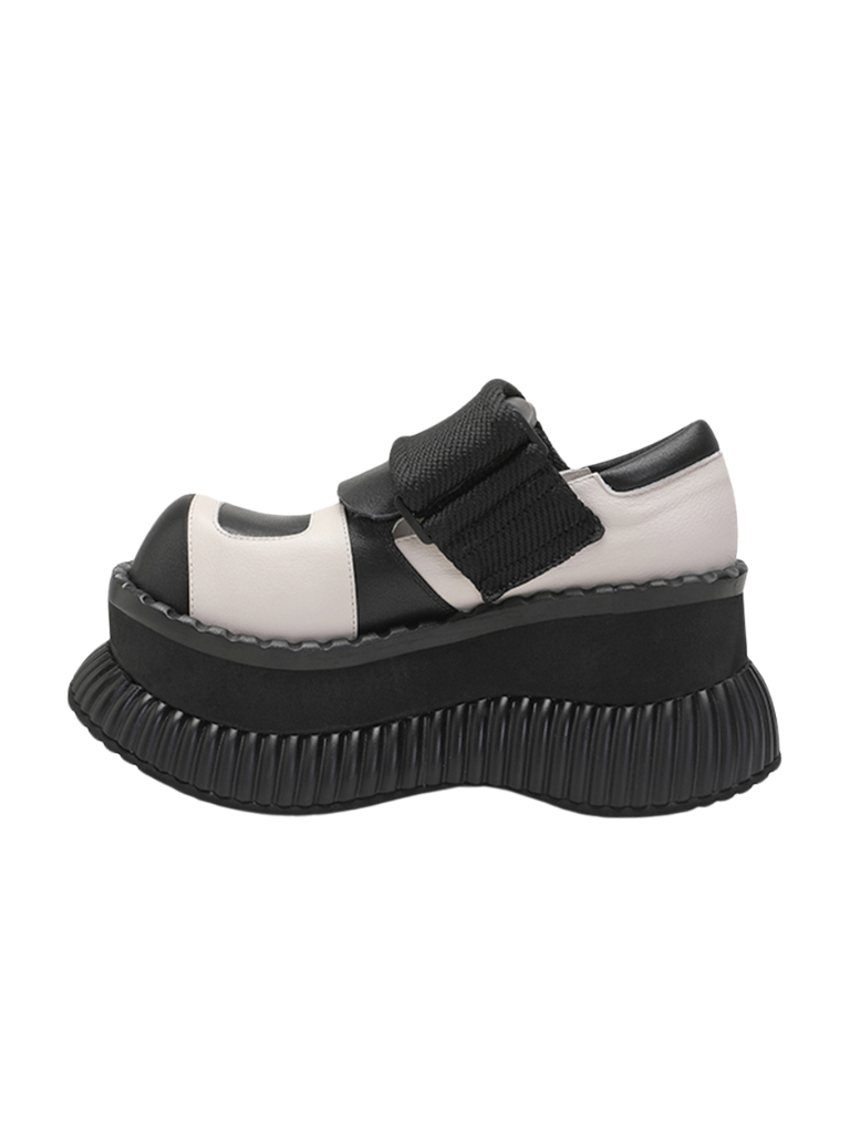 Leather Velcro Platform Shoes
