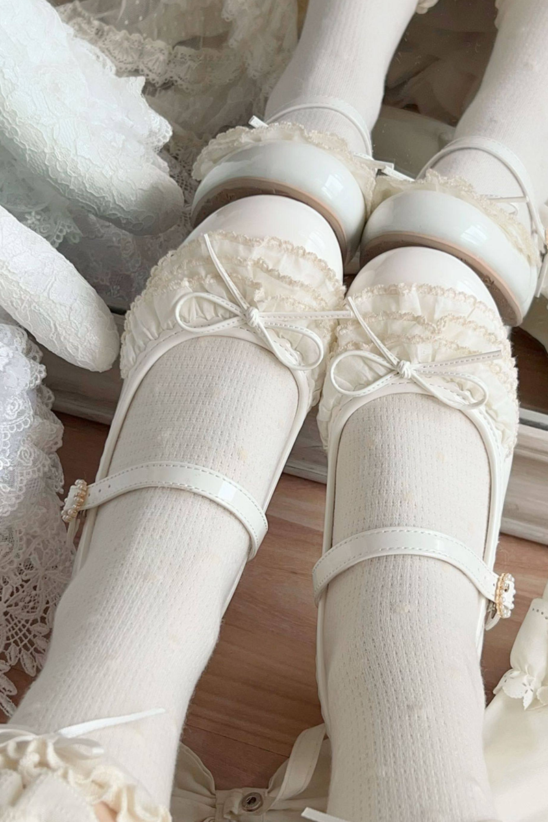 Satin Lace Bow Mary Jane Shoes