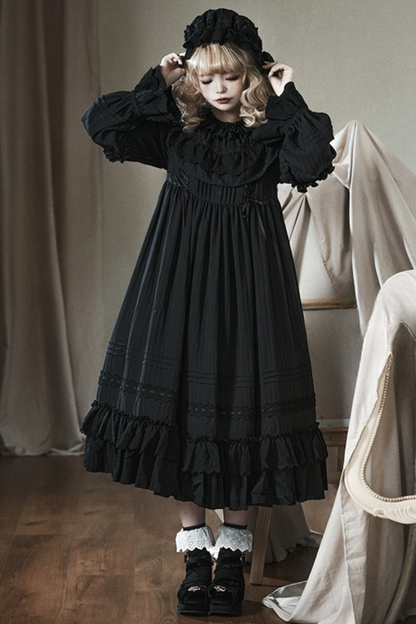 Classical Dark Gothic Style Doll Dress + Baby Hat