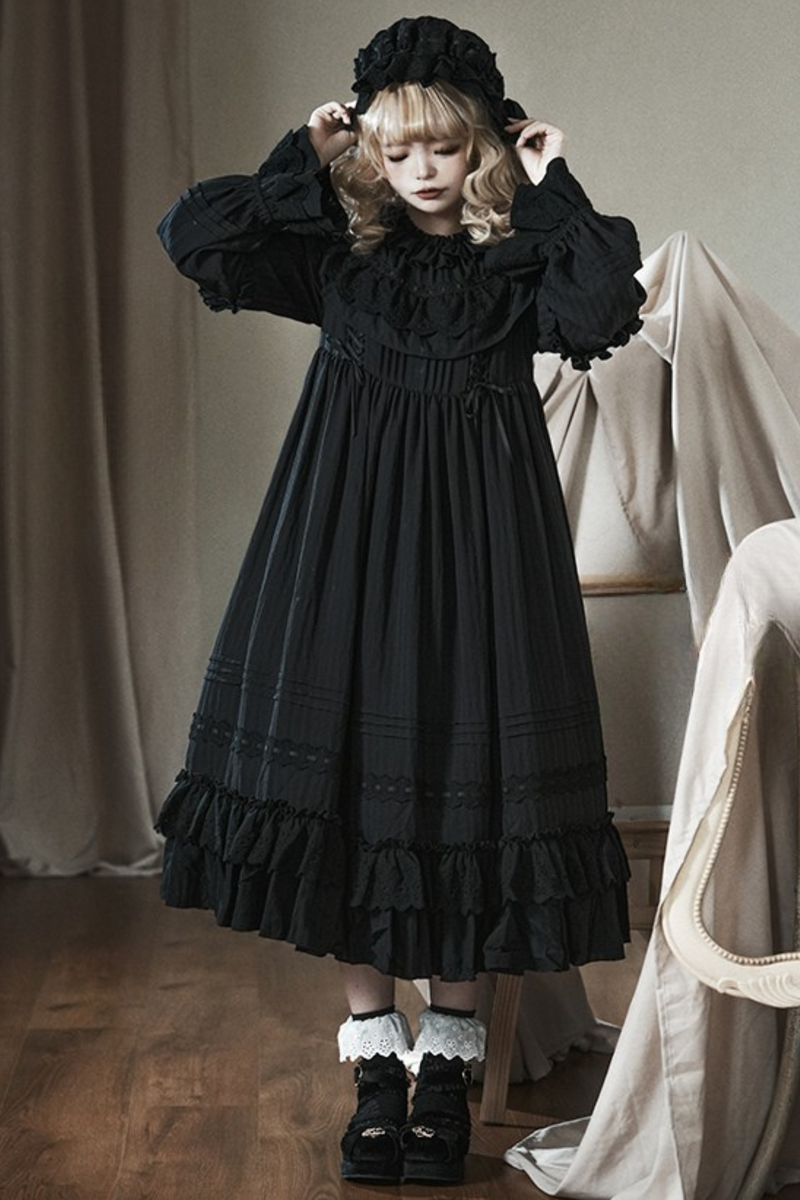Classical Dark Gothic Style Doll Dress + Baby Hat